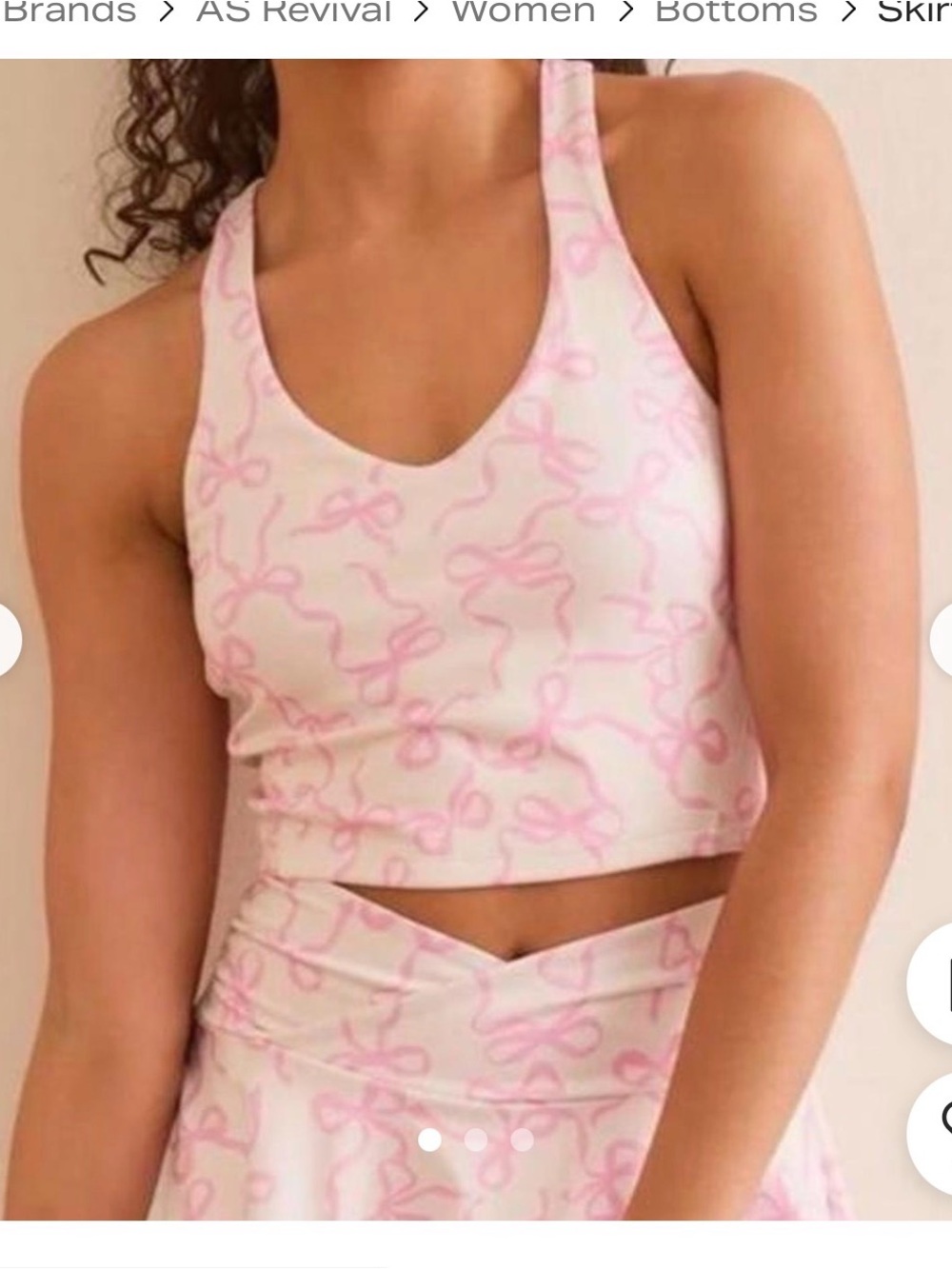 AS Revival bow print active skirt with shorts pink & white XS